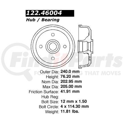 122.46004 by CENTRIC - Centric Premium Brake Drum