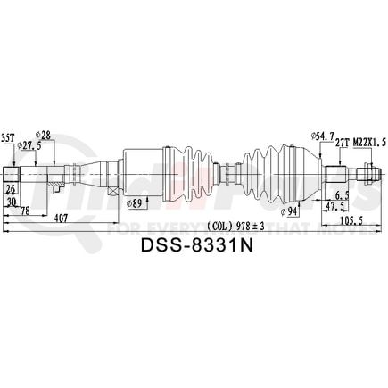 8331N by DIVERSIFIED SHAFT SOLUTIONS (DSS) - CV Axle Shaft