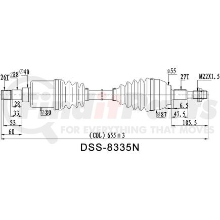 8335N by DIVERSIFIED SHAFT SOLUTIONS (DSS) - CV Axle Shaft