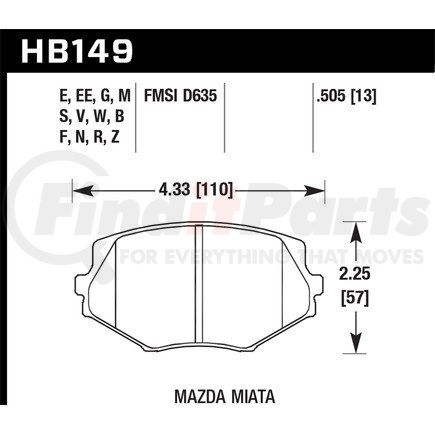 HB149E505 by HAWK FRICTION - MOTORSPORTS PADS