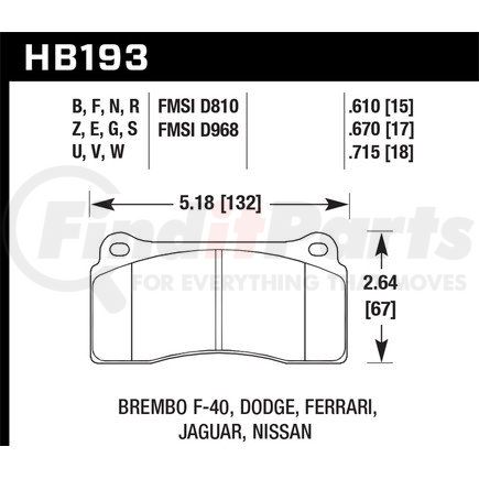 HB193F670 by HAWK FRICTION - BRAKE PADS JAG FERRARI