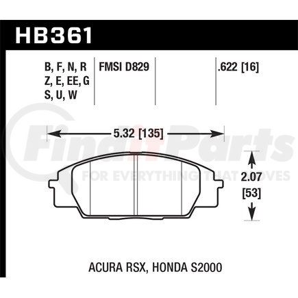 HB361N622 by HAWK FRICTION - BRAKE PADS