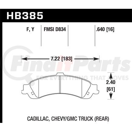 HB385F640 by HAWK FRICTION - PADS HPSCAD/CHV/GMC