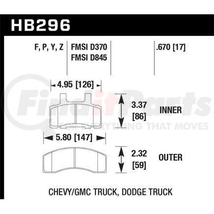 HB296P.670 by HAWK FRICTION - PADS SD CHV/GMC/DGE