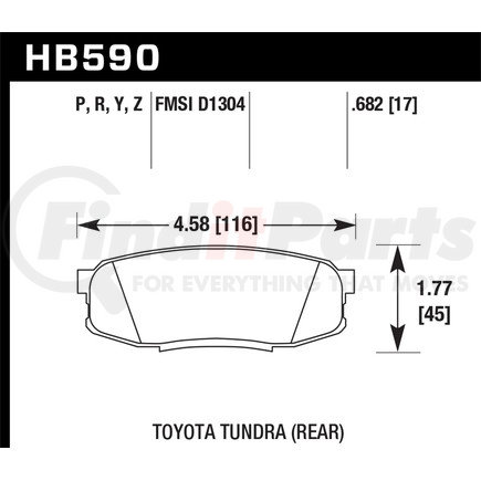 HB590P682 by HAWK FRICTION - RR PAD TOY TUNDRA SPRDUTY