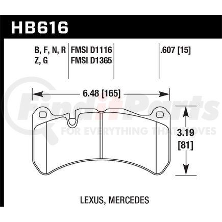 HB616B607 by HAWK FRICTION - OE REPLACEMENT