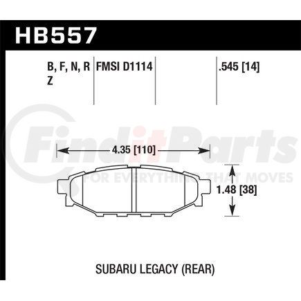 HB557F545 by HAWK FRICTION - REAR PAD LEGACY