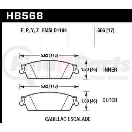 HB568F666 by HAWK FRICTION - BRAKE PADS HPS