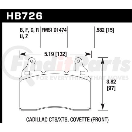 HB726B582 by HAWK FRICTION - 2014 CORVETTE FRONT