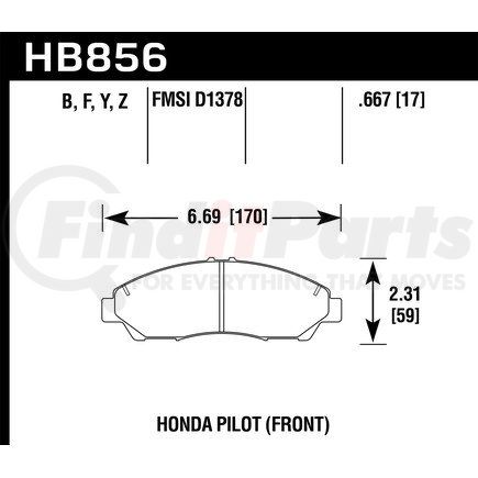 HB856B667 by HAWK FRICTION - HPS 5.0 BRAKE PADS