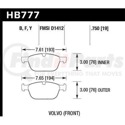 HB777Y750 by HAWK FRICTION - LTS BRAKE PADS