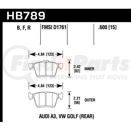 HB789B600 by HAWK FRICTION - HPS 5.0 BRAKE PADS