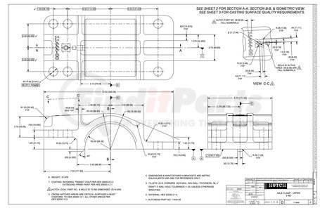 1144400 by HUTCHENS - AXLE CLAMP, UPPER, 5 RD, FIN CAST