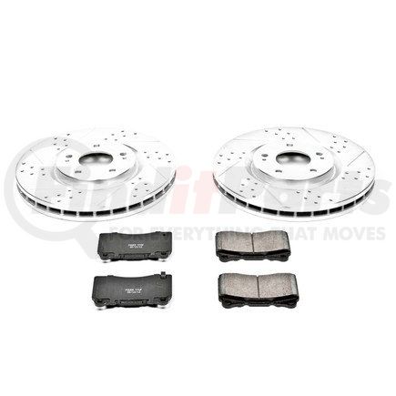 K107 by POWERSTOP BRAKES - Z23 Daily Driver Carbon-Fiber Ceramic Brake Pad and Drilled & Slotted Rotor Kit