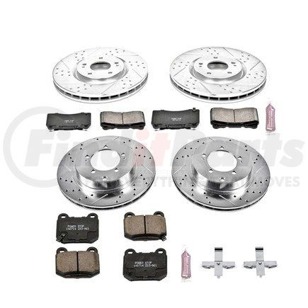 K108 by POWERSTOP BRAKES - Z23 Daily Driver Carbon-Fiber Ceramic Brake Pad and Drilled & Slotted Rotor Kit