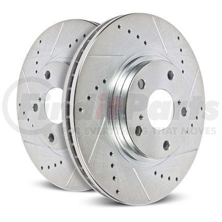 PowerStop Brakes JBR1774XPR Disc Brake Rotor Set Evolution® Disc Brake Rotor - Performance, Drilled, Slotted and Plated