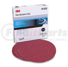 1222 by 3M - Red Abrasive Hookit™ Disc, 6 in, P180, 50 discs per box