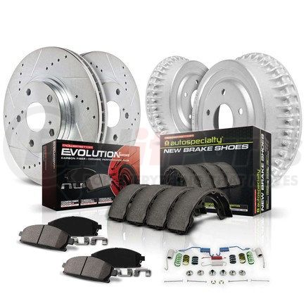 K15220DK by POWERSTOP BRAKES - Z23 Daily Driver Carbon-Ceramic Pads, Drilled + Slotted Rotors, Drum + Shoe Kit