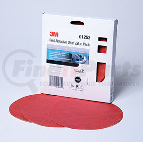 1253 by 3M - Red Abrasive Stikit™ Disc Value Pack, 6 in, P220, 25 discs per pack