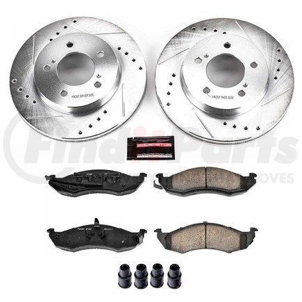 K1823 by POWERSTOP BRAKES - Z23 Daily Driver Carbon-Fiber Ceramic Brake Pad and Drilled & Slotted Rotor Kit