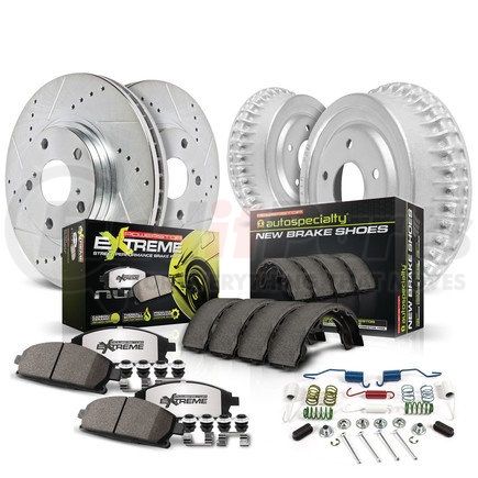 K15024DK26 by POWERSTOP BRAKES - Z26 Street Ceramic Brake Pads, Drilled + Slotted Rotors, Drum + Shoe Kit