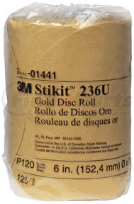 1441 by 3M - Stikit™ Gold Disc Roll 01441, 6", P120A, 125 discs/roll