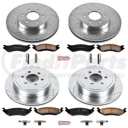 K4471 by POWERSTOP BRAKES - Z23 Daily Driver Carbon-Fiber Ceramic Brake Pad and Drilled & Slotted Rotor Kit