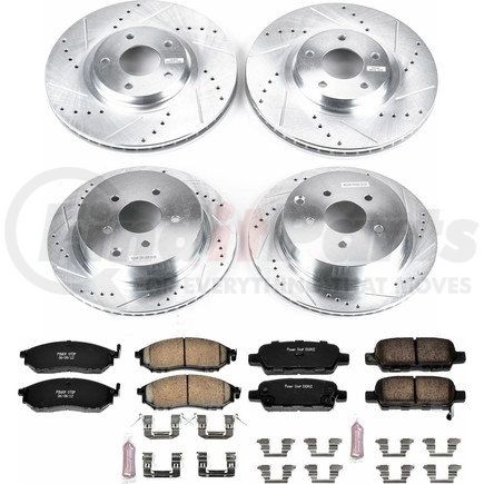 K4476 by POWERSTOP BRAKES - Z23 Daily Driver Carbon-Fiber Ceramic Brake Pad and Drilled & Slotted Rotor Kit