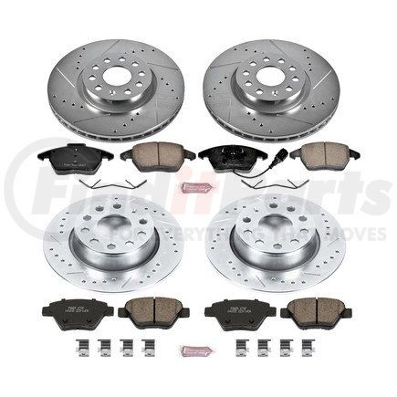 K5801 by POWERSTOP BRAKES - Z23 Daily Driver Carbon-Fiber Ceramic Brake Pad and Drilled & Slotted Rotor Kit