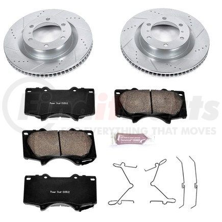 K5873 by POWERSTOP BRAKES - Z23 Daily Driver Carbon-Fiber Ceramic Brake Pad and Drilled & Slotted Rotor Kit