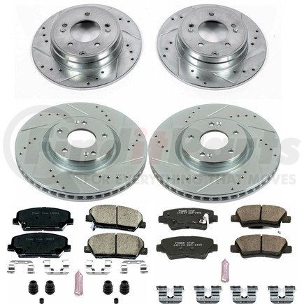 K6325 by POWERSTOP BRAKES - Z23 Daily Driver Carbon-Fiber Ceramic Brake Pad and Drilled & Slotted Rotor Kit