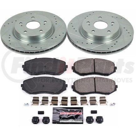 K5886 by POWERSTOP BRAKES - Z23 Daily Driver Carbon-Fiber Ceramic Brake Pad and Drilled & Slotted Rotor Kit