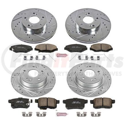 K5934 by POWERSTOP BRAKES - Z23 Daily Driver Carbon-Fiber Ceramic Brake Pad and Drilled & Slotted Rotor Kit