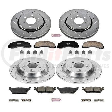 K6803 by POWERSTOP BRAKES - Z23 Daily Driver Carbon-Fiber Ceramic Brake Pad and Drilled & Slotted Rotor Kit