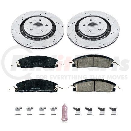 K6374 by POWERSTOP BRAKES - Z23 Daily Driver Carbon-Fiber Ceramic Brake Pad and Drilled & Slotted Rotor Kit
