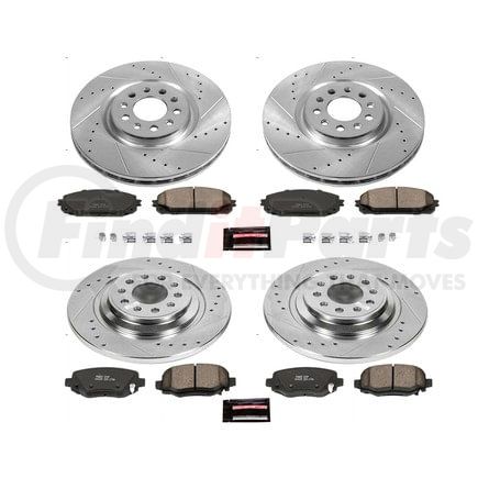 K6541 by POWERSTOP BRAKES - Z23 Daily Driver Carbon-Fiber Ceramic Brake Pad and Drilled & Slotted Rotor Kit