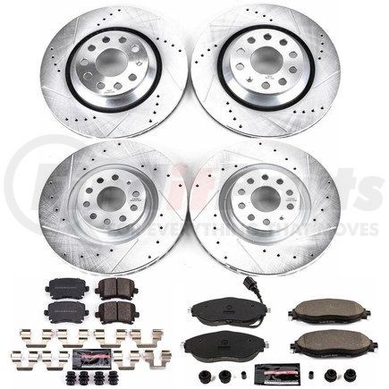 K7254 by POWERSTOP BRAKES - Z23 Daily Driver Carbon-Fiber Ceramic Brake Pad and Drilled & Slotted Rotor Kit