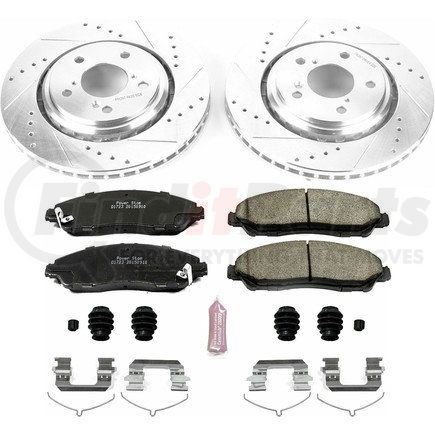 K7352 by POWERSTOP BRAKES - Z23 Daily Driver Carbon-Fiber Ceramic Brake Pad and Drilled & Slotted Rotor Kit