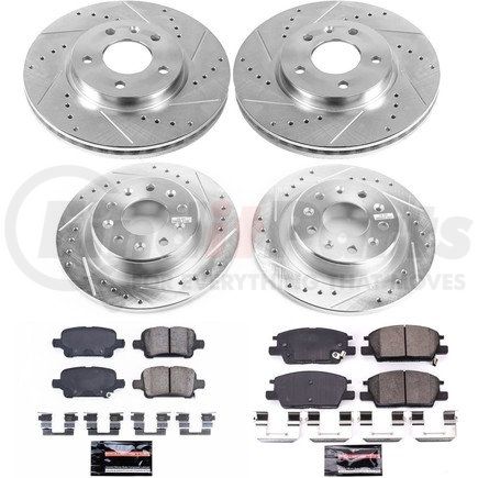 K7566 by POWERSTOP BRAKES - Z23 Daily Driver Carbon-Fiber Ceramic Brake Pad and Drilled & Slotted Rotor Kit