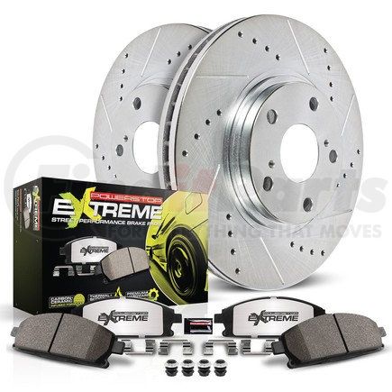 K69926 by POWERSTOP BRAKES - Z26 Street Performance Ceramic Brake Pad and Drilled & Slotted Rotor Kit