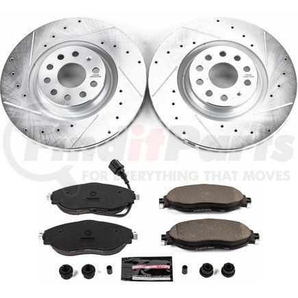 K7175 by POWERSTOP BRAKES - Z23 Daily Driver Carbon-Fiber Ceramic Brake Pad and Drilled & Slotted Rotor Kit