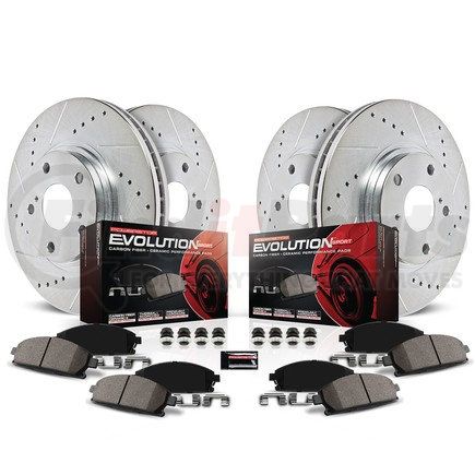K7605 by POWERSTOP BRAKES - Z23 Daily Driver Carbon-Fiber Ceramic Brake Pad and Drilled & Slotted Rotor Kit