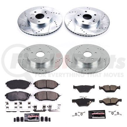 K8405 by POWERSTOP BRAKES - Z23 Daily Driver Carbon-Fiber Ceramic Brake Pad and Drilled & Slotted Rotor Kit