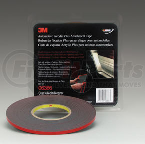 6386 by 3M - Automotive Acrylic Plus Attachment Tape 06386, Black, 1/4" X 20 Yds, 45 mil