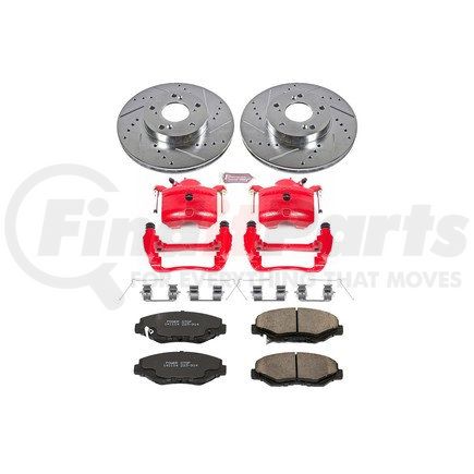 KC1043A by POWERSTOP BRAKES - Z23 Daily Driver Carbon-Fiber Ceramic Pads Drilled & Slotted Rotor & Caliper Kit