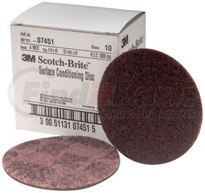 7451 by 3M - Scotch-Brite™ Surface Conditioning Disc 07451 Maroon, 4" Med, 10discs/bx