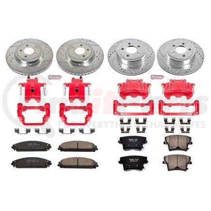KC2853 by POWERSTOP BRAKES - Z23 Daily Driver Carbon-Fiber Ceramic Pads Drilled & Slotted Rotor & Caliper Kit