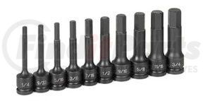 1340H by GREY PNEUMATIC - 10-Piece 1/2 in. Drive SAE 4 in. Extended Length Hex Impact Drive Socket Set