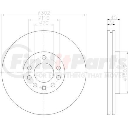 355109172 by HELLA - Disc Brake Rotor