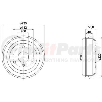 355301851 by HELLA - Brake Drum